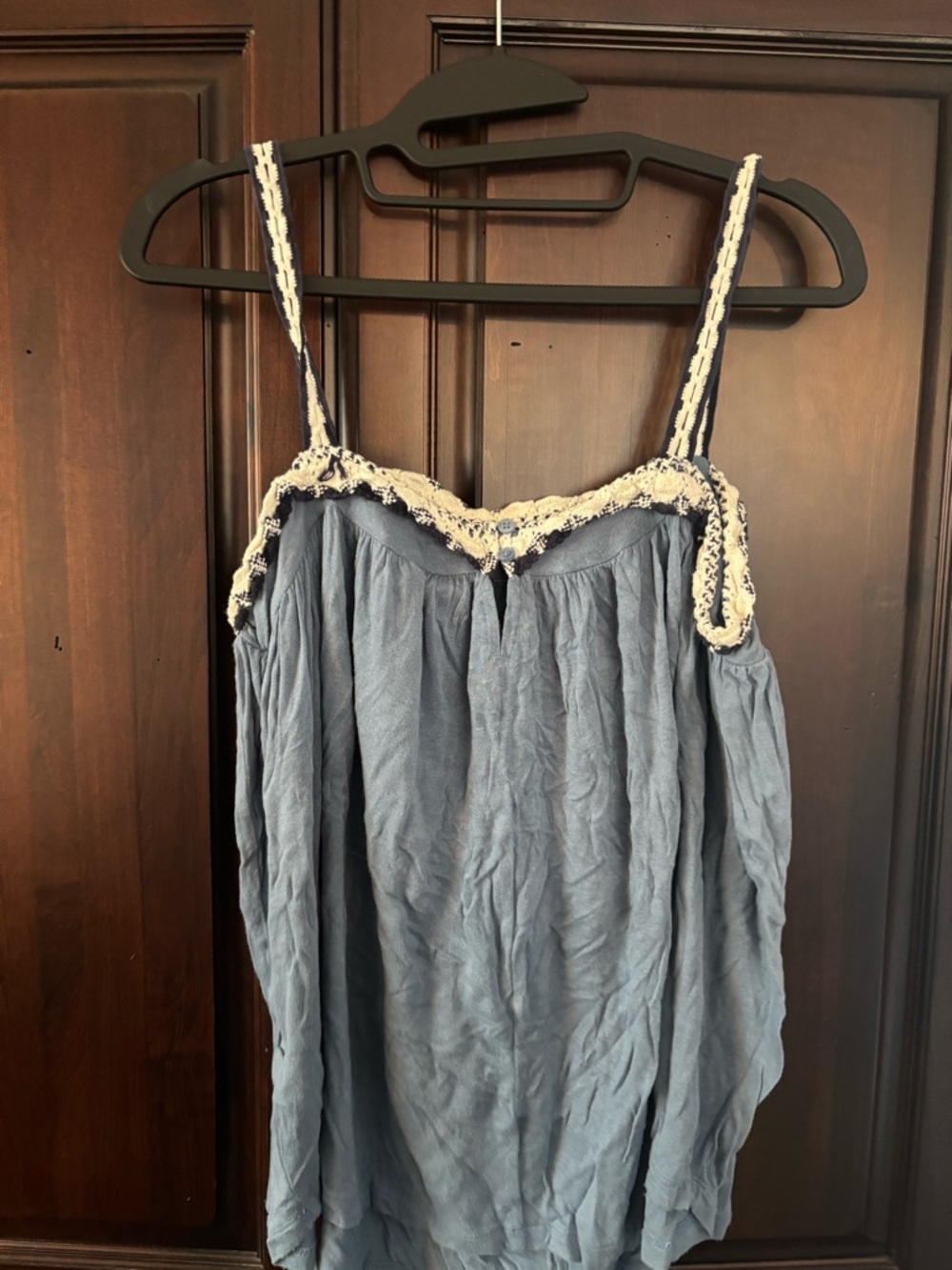 GAP Light Blue Camisole with Cream Crochet Trim